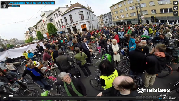 Massaal protest van Antwerpse fietsers