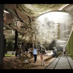 Zon schijnt in ondergronds stadspark