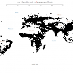 Interactieve kaart toont dichtheid wereldbevolking