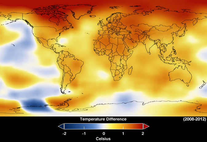 Visuele voorstelling van de opwarming van de aarde